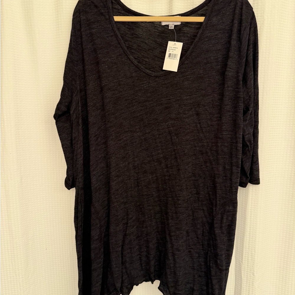 Plus Size 2X Allen Allen Charcoal Gray Top